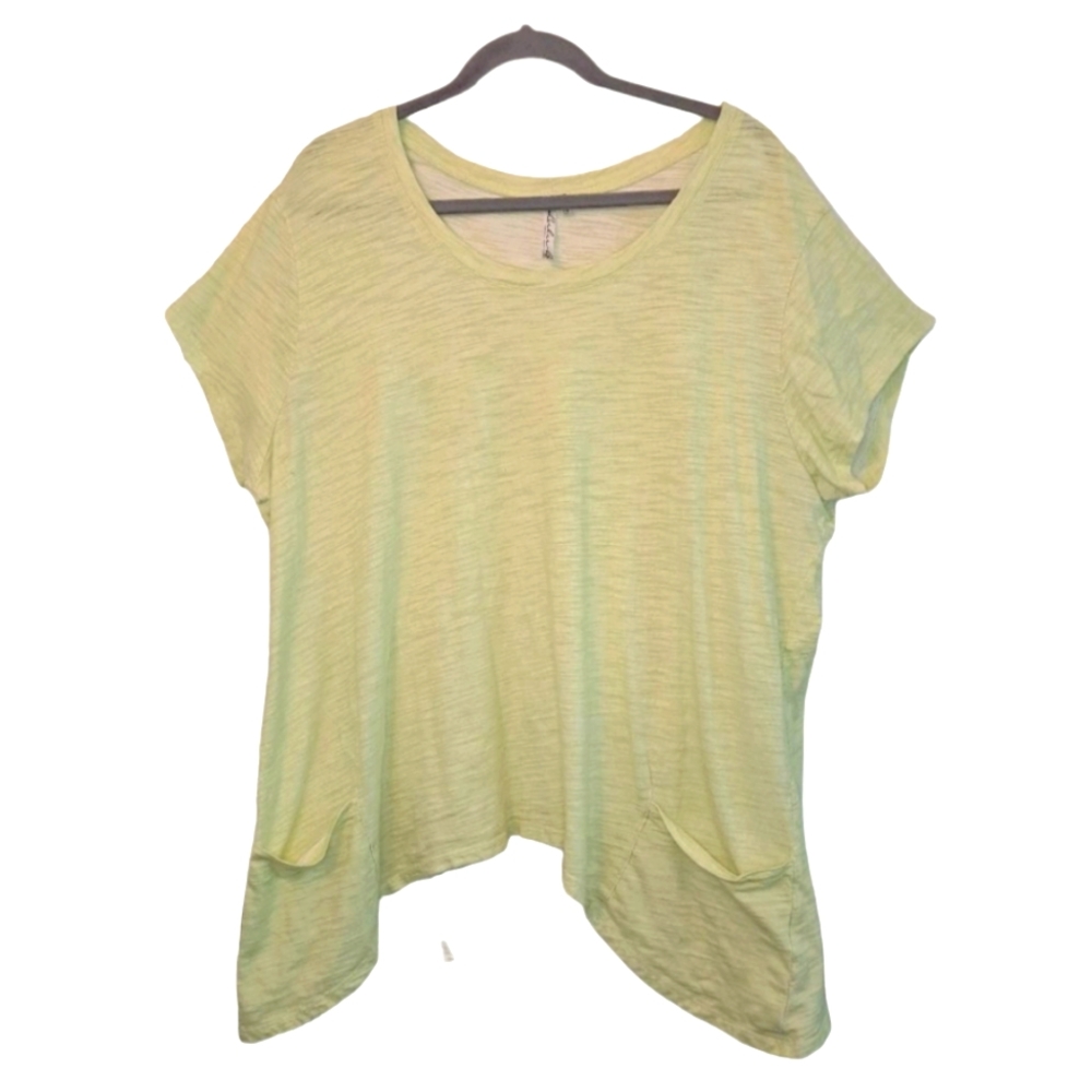 Lulu-B Green Asymmetrical Racerback Tee with Pockets Plus Size 1X